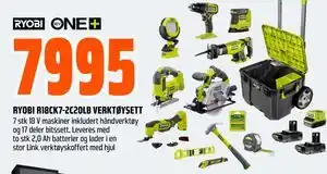 Obs Bygg RYOBI R18CK7-2C20LB VERKTØYSETT, NOK 7995 tilbud
