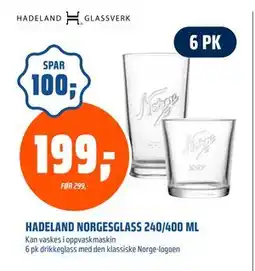 Coop Obs HADELAND NORGESGLASS 240/400 ML, NOK 199 tilbud