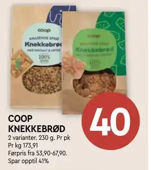 Coop Mega COOP KNEKKEBRØD, NOK 40 tilbud