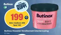 Obs Bygg Butinox Klassisk 10/silkematt interiørmaling, NOK 339, Medlemspris tilbud