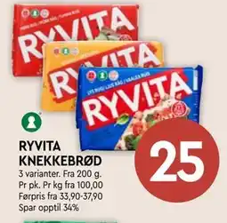 Coop Mega RYVITA KNEKKEBRØD, NOK 25 tilbud