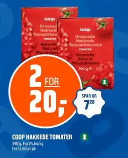 Coop Obs COOP HAKKEDE TOMATER, NOK 20 tilbud