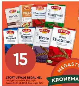 Coop Mega STORT UTVALG REGAL MEL, NOK 15 tilbud