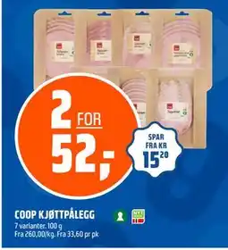 Coop Obs COOP KJØTTPÅLEGG, NOK 52 tilbud