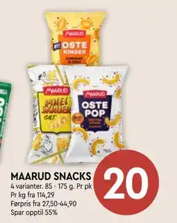 Coop Mega MAARUD SNACKS, NOK 20 tilbud
