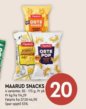 Coop Mega MAARUD SNACKS, NOK 20 tilbud