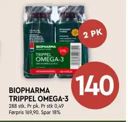 Coop Mega BIOPHARMA TRIPPEL OMEGA-3, NOK 140 tilbud