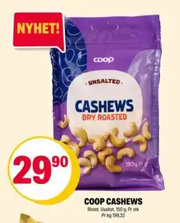 Coop Extra COOP CASHEWS, NOK 29.9 tilbud