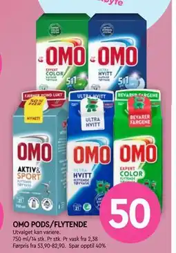 Coop Mega OMO PODS/FLYTENDE, NOK 50 tilbud