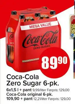 Spar Coca-Cola Zero Sugar 6-pk., NOK 89.9 tilbud