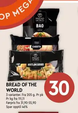 Coop Mega BREAD OF THE WORLD, NOK 30 tilbud