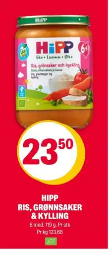 Coop Extra HIPP RIS, GRØNNSAKER & KYLLING, NOK 23.5 tilbud