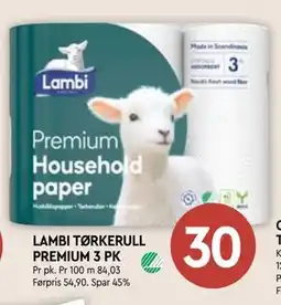 Coop Mega LAMBI TØRKERULL PREMIUM 3 PK, NOK 30 tilbud