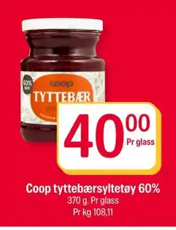 Coop Extra Coop tyttebærsyltetøy 60%, NOK 40 tilbud