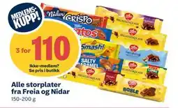 Coop Extra Alle storplater fra Freia og Nidar, Medlemspris tilbud