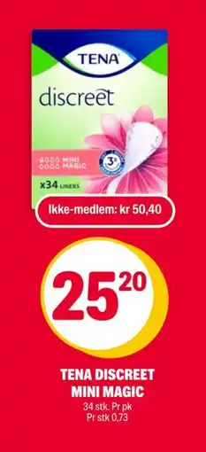 Coop Extra TENA DISCREET MINI MAGIC, NOK 50.4, Medlemspris tilbud