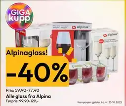 Gigaboks Alle glass fra Alpina tilbud