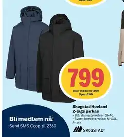Coop Extra Skogstad Hovland 2-lags parkas, NOK 1899, Medlemspris tilbud