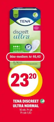 Coop Extra TENA DISCREET ULTRA NORMAL, NOK 46.4, Medlemspris tilbud