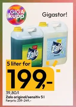 Gigaboks Zalo original/sensitiv 5 l, NOK 199 tilbud
