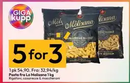 Gigaboks Pasta fra La Molisana 1 kg, NOK 54.9 tilbud