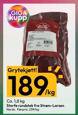 Gigaboks Storfe rundstek fra Strøm-Larsen, NOK 189 tilbud