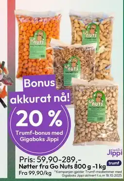 Gigaboks Nøtter fra Go Nuts 800 g -1 kg tilbud