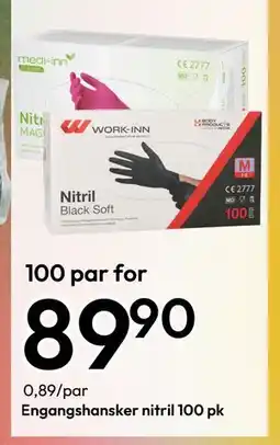 Gigaboks Engangshansker nitril 100 pk, NOK 89.9 tilbud