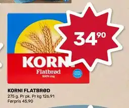 Matkroken KORNI FLATBRØD, NOK 34.9 tilbud