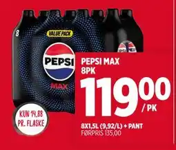 Meny PEPSI MAX 8PK, NOK 119 tilbud