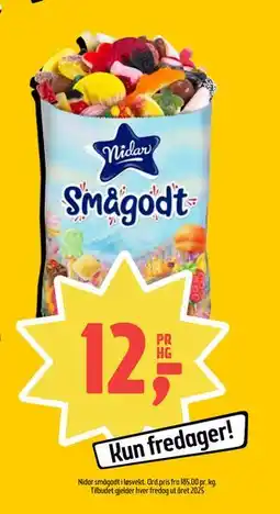 Coop Prix Nidar smågodt i løsvekt, NOK 12 tilbud