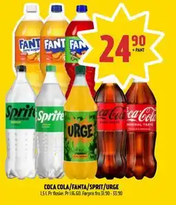 Coop Prix COCA COLA/FANTA/SPRIT/URGE, NOK 24.9 tilbud