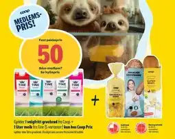 Coop Prix 1 valgfritt grovbrød fra Coop + 1 liter melk fra Tine, Medlemspris tilbud