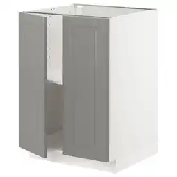IKEA Metod Benkeskap m hylleplate/2 dører, hvit/bodbyn grå, 60x60 cm tilbud