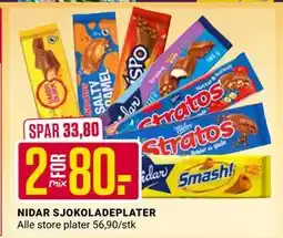 Europris NIDAR SJOKOLADEPLATER, NOK 80 tilbud