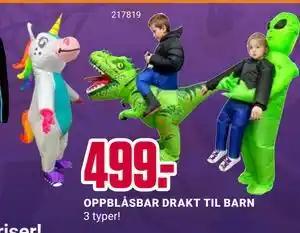 Europris OPPBLÅSBAR DRAKT TIL BARN, NOK 499 tilbud