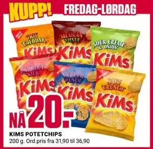 Europris KIMS POTETCHIPS, NOK 20 tilbud