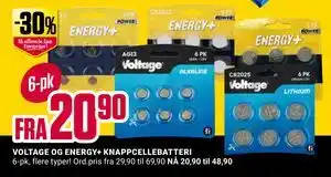 Europris VOLTAGE OG ENERGY+ KNAPPCELLEBATTERI tilbud