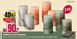 Europris KUBBELYS LED MARMOR, NOK 90 tilbud