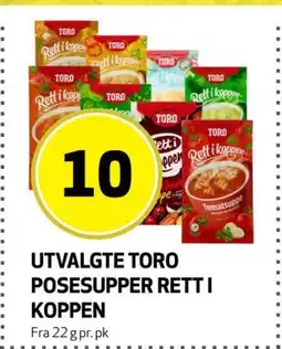 Bunnpris UTVALGTE TORO POSESUPPER RETT I KOPPEN, NOK 10 tilbud