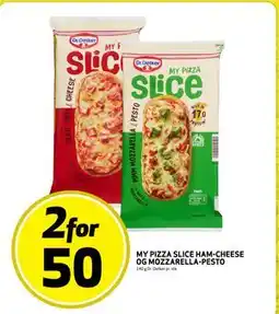 Bunnpris MY PIZZA SLICE HAM-CHEESE OG MOZZARELLA-PESTO, NOK 50 tilbud