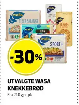 Bunnpris UTVALGTE WASA KNEKKEBRØD tilbud