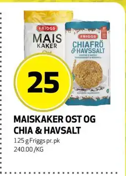 Bunnpris MAISKAKER OST OG CHIA & HAVSALT, NOK 25 tilbud