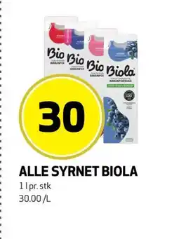Bunnpris ALLE SYRNET BIOLA, NOK 30 tilbud