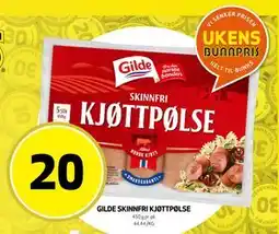 Bunnpris Gilde Skinnfri Kjøttpølse, NOK 20 tilbud
