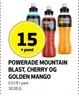 Bunnpris POWERADE MOUNTAIN BLAST, CHERRY OG GOLDEN MANGO, NOK 15 tilbud