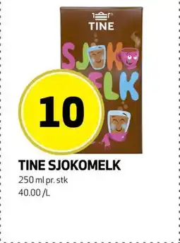 Bunnpris TINE SJOKOMELK, NOK 10 tilbud