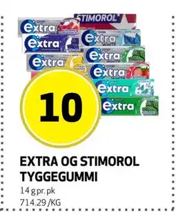 Bunnpris EXTRA OG STIMOROL TYGGEGUMMI, NOK 10 tilbud