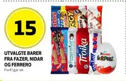 Bunnpris UTVALGTE BARER FRA FAZER, NIDAR OG FERRERO, NOK 15 tilbud