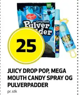 Bunnpris JUICY DROP POP, MEGA MOUTH CANDY SPRAY OG PULVERPADDER, NOK 25 tilbud